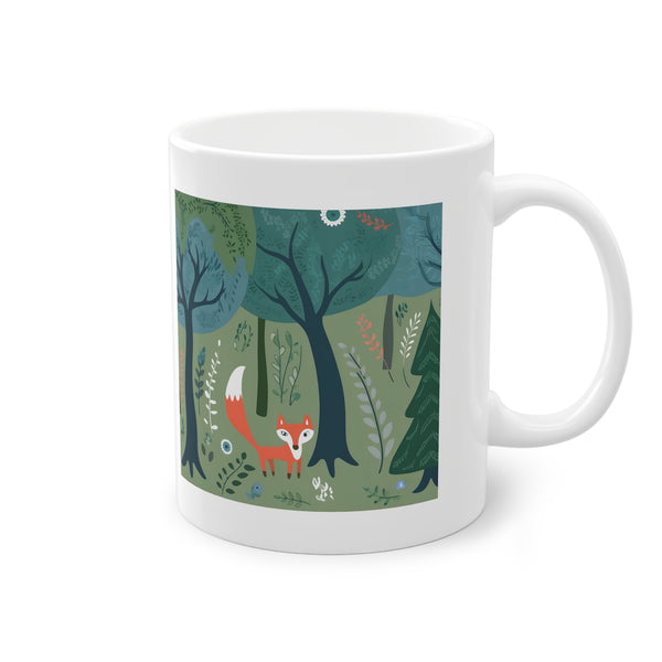 a whimsical fox in a forest 11oz