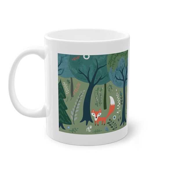 a whimsical fox in a forest 11oz