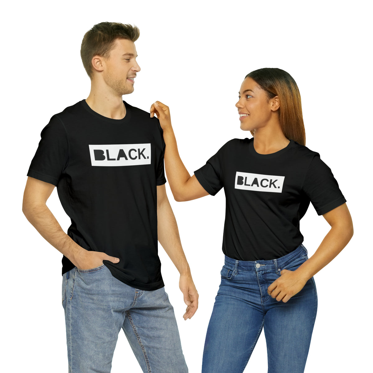 A White And black with Bold Black Text "Unisex Tee